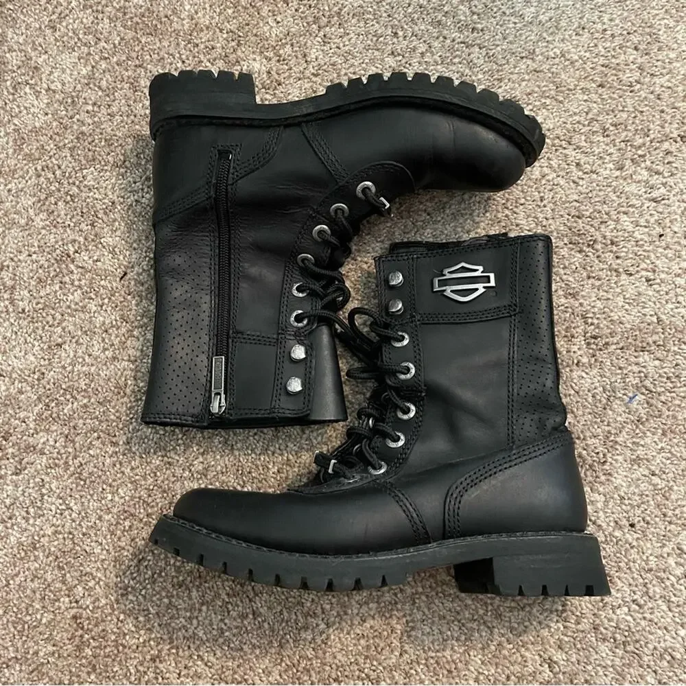Harley Davidson lace up boots - Picture 2 of 9